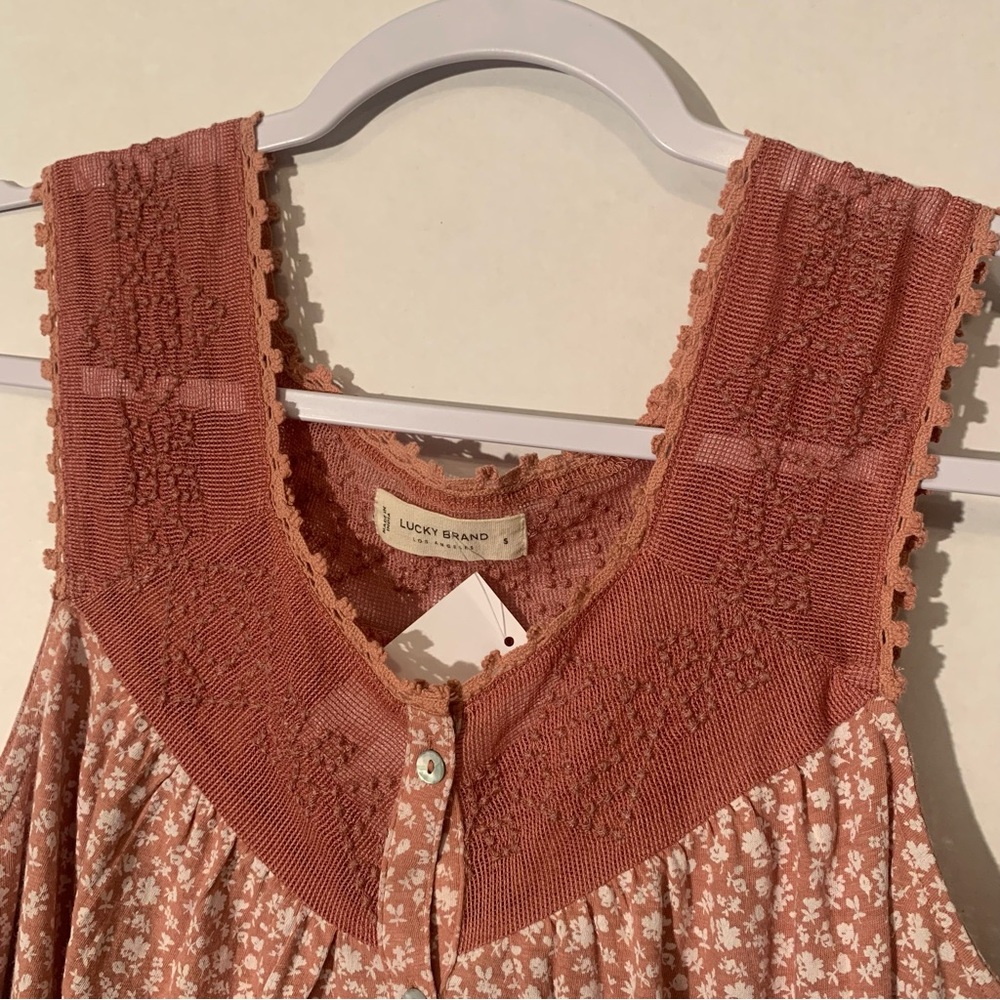 Lucky Brand Terracotta Floral Lace Tank Top